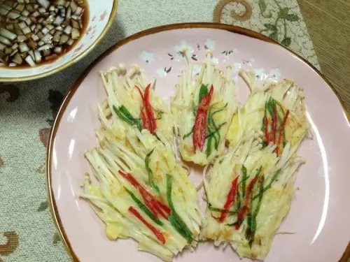 韩式金针菇煎饼팽이버섯전，简单做料理