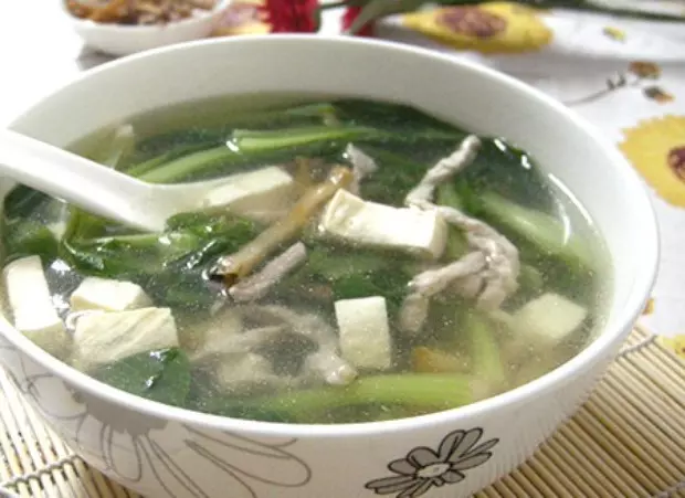 青菜榨菜肉絲湯