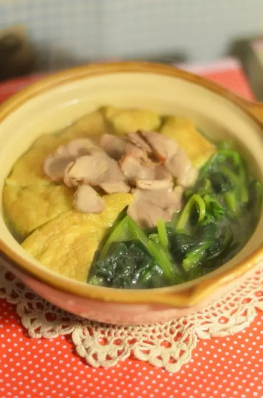 菠菜油豆腐暖锅