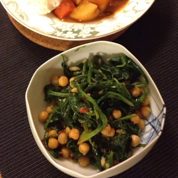 超快：鷹嘴豆炒菠菜 Garlic Chickpea&amp;Spinach