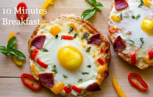 自制10分钟营养早餐——起司贝果Pizza