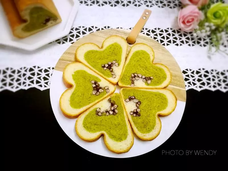 抹茶蜜豆爱心吐司(冷藏中种法)