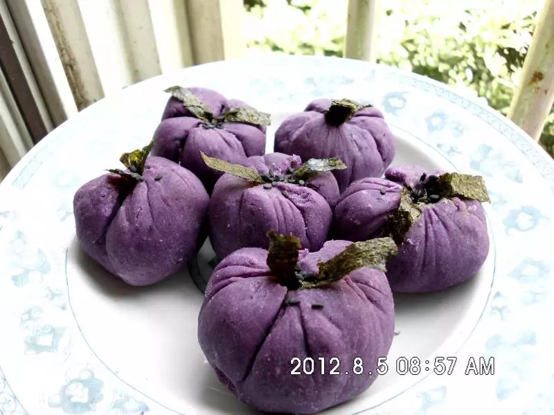 紫薯绿豆海苔团