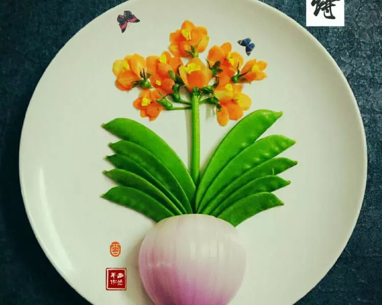 我的蔬果盘画（梅，兰，竹，菊四君子）