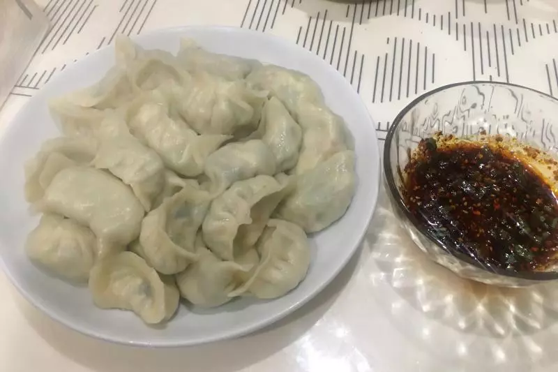 五彩素饺子（调馅，擀皮，辣椒油全齐了）