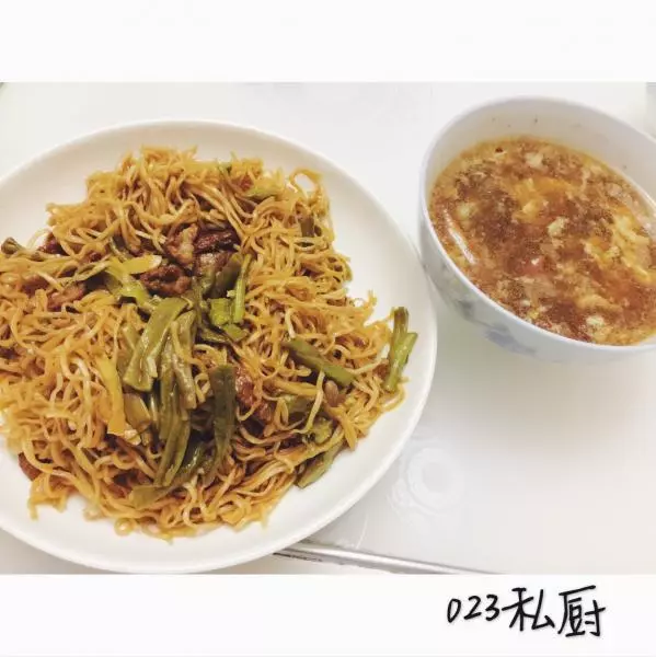 豆角滷麵➕「滾蛋」湯