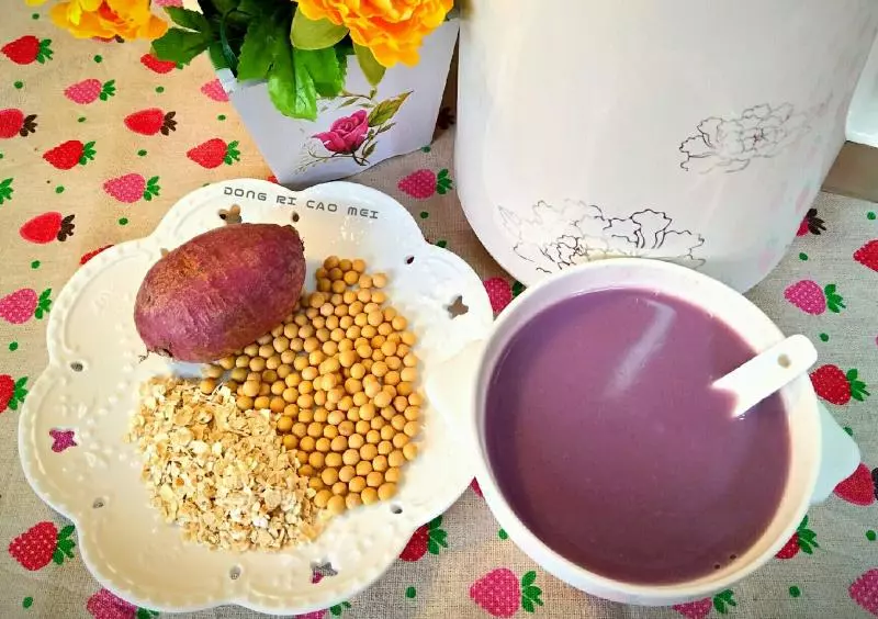 紫薯黄豆麦片豆浆