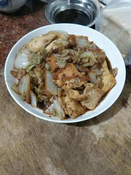 家常香煎豆腐燉白菜