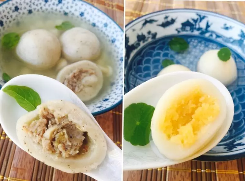 松露湯圓咸甜配
（松露蘑菇肉餡兒&amp;松露芝士奶黃餡兒）