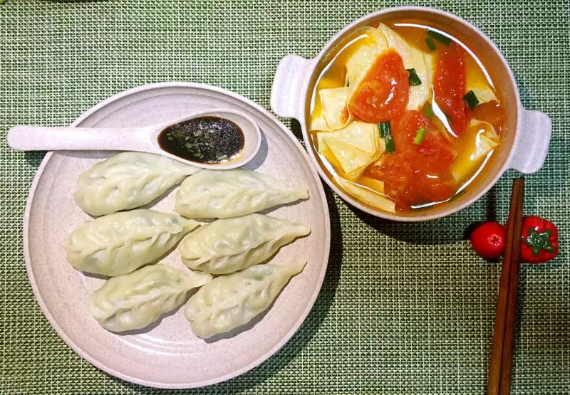 麦穗水饺配番茄豆皮汤［家简呈厨•私房面食］