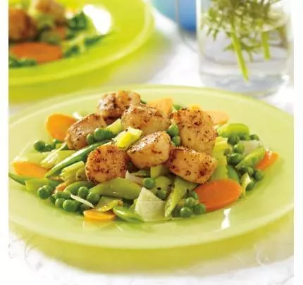 南非鮮蔬扇貝 HARISSA SPICED SCALLOPS WITH SPRING VEGETABLES