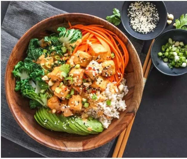 Thai Peanut Tofu Buddha Bowl