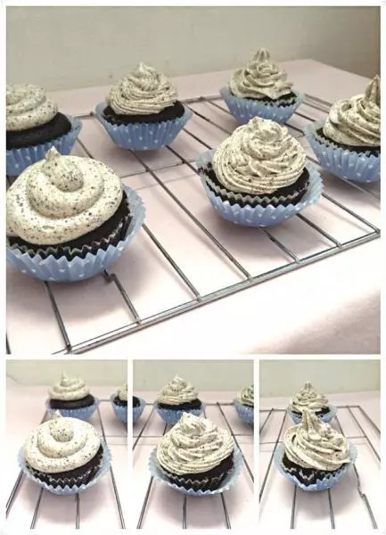 Oreo cupcake with oreo cream frosting