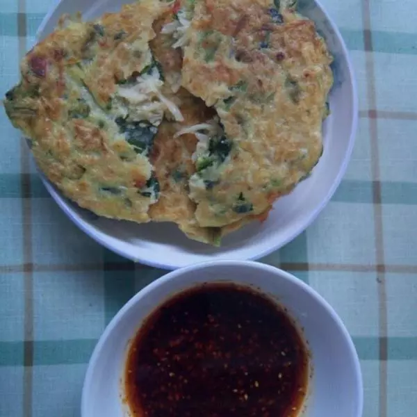 银鱼菠菜饼（自创）