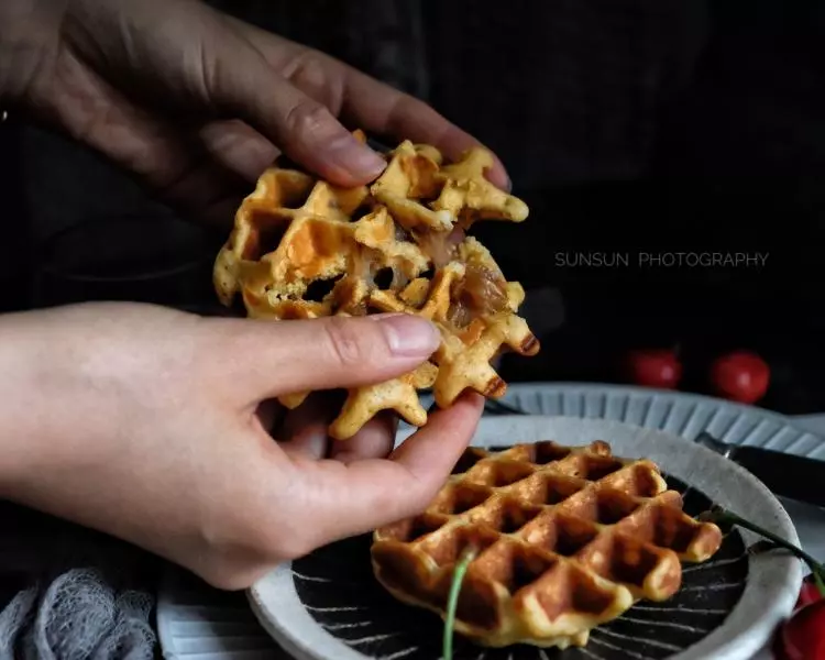 低油低糖黄豆黑糖麻薯华夫饼【健康小食】