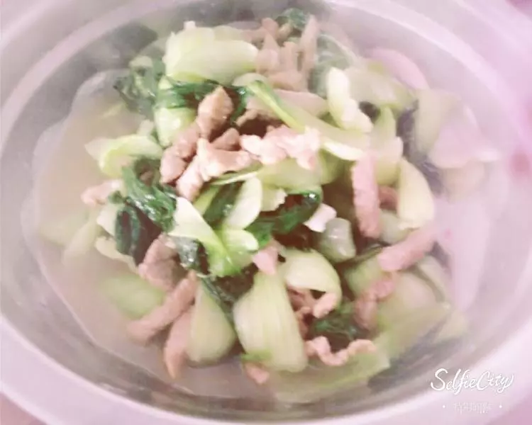 小青菜炒肉丝