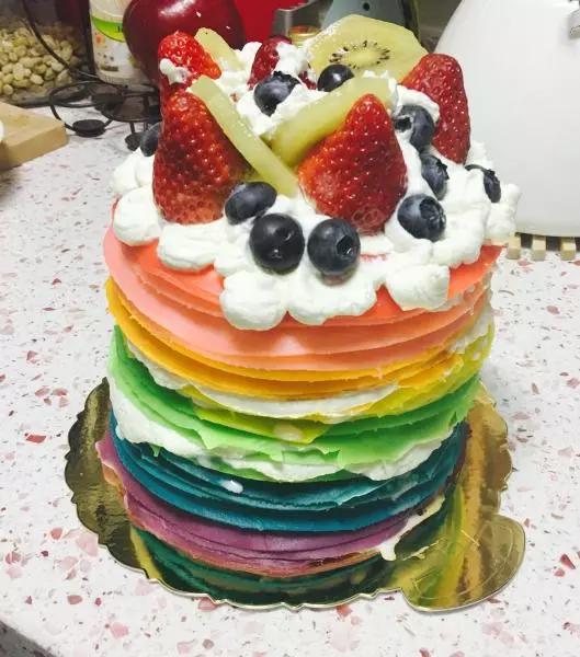 彩虹千层水果蛋糕J_小葱&#39;S