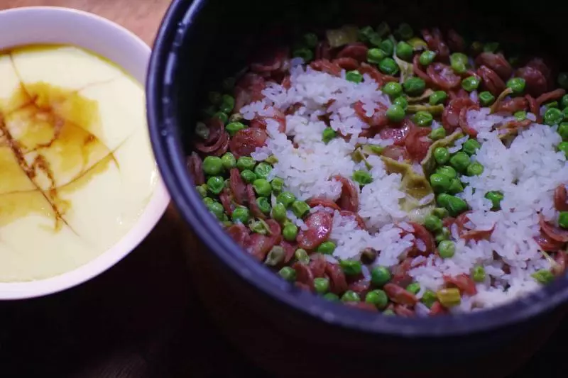 甜豆香肠笋干饭