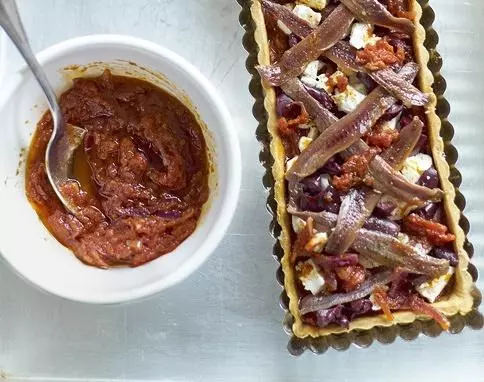 番茄·黑橄榄·菲达·鳀鱼挞 ～ TOMATO, BLACK OLIVE, FETA &amp; ANCHOVY TART