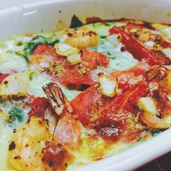 【Let&#39;s Brunch!】菠菜番茄蝦仁烤蛋 Spinach Tomato and Shrimp Egg Bake