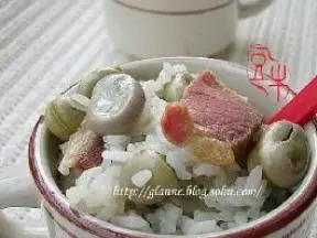 鮮蠶豆火腿燜飯