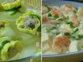 花樣蛋餃蝦仁豆腐